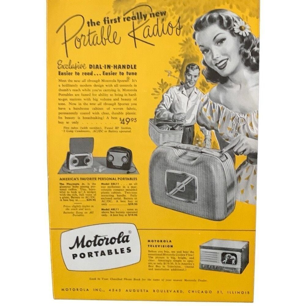 Vintage 1948 Motorola Portables The First Really New Radio Ad Advertisement